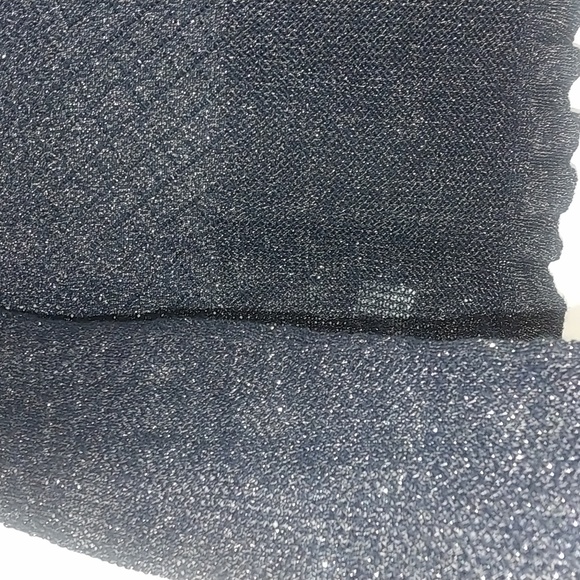 American Eagle Crewneck Ruffle Trim Blue Metallic Knit Sweater - Picture 9 of 9